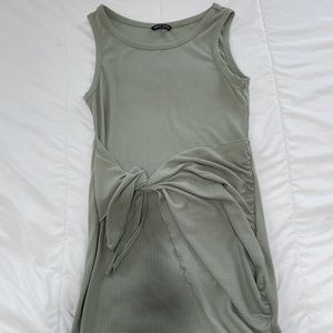 Sage green faux wrap dress